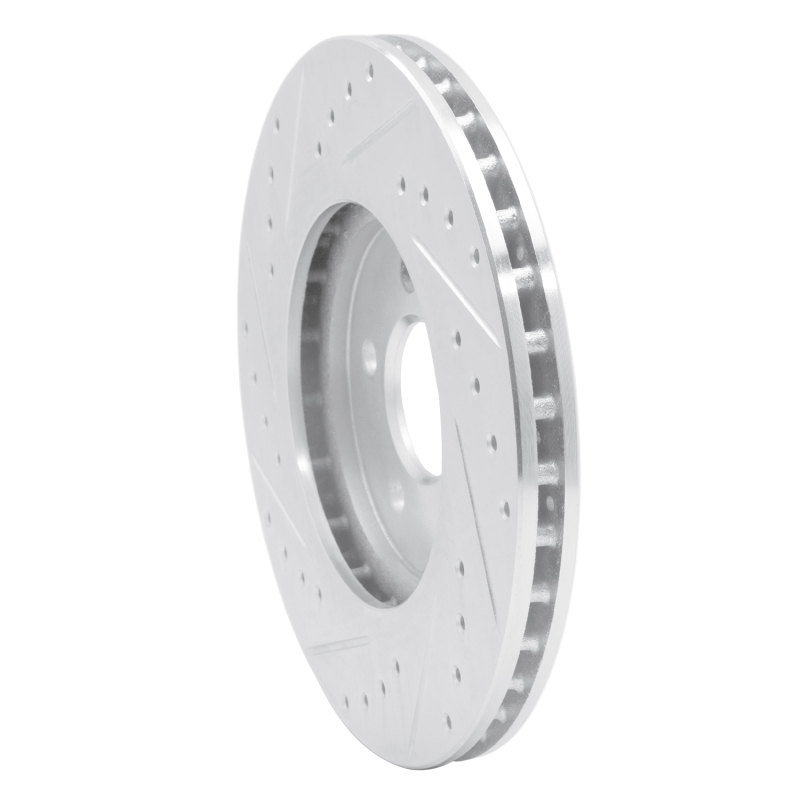 Chrysler Cirrus Brake Rotor (1) - Front Right - R1 Concepts - Drilled & Slotted - Silver - `95-`06